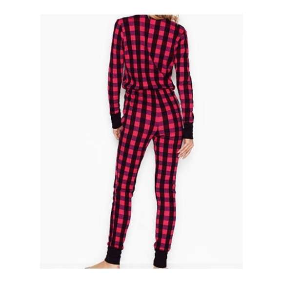 NWOT Victoria Secret Thermal Onesie PJ XL Pink & Black - Picture 2 of 4